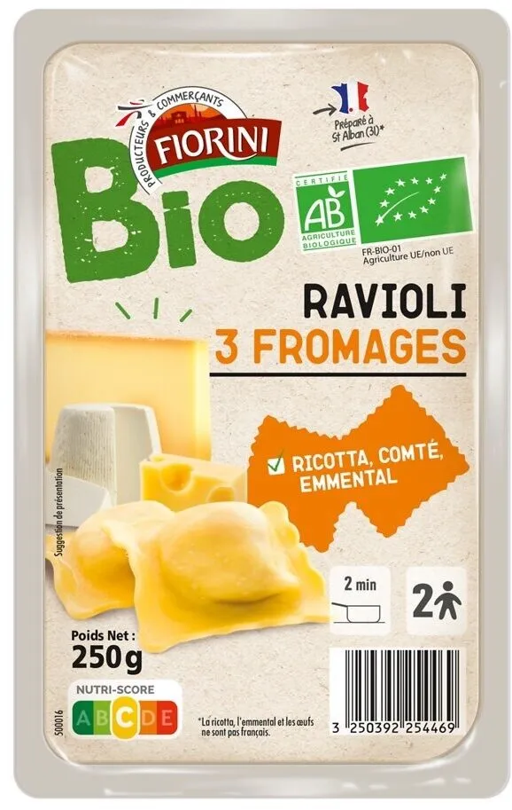 Ravioli 3 fromages bio 250g