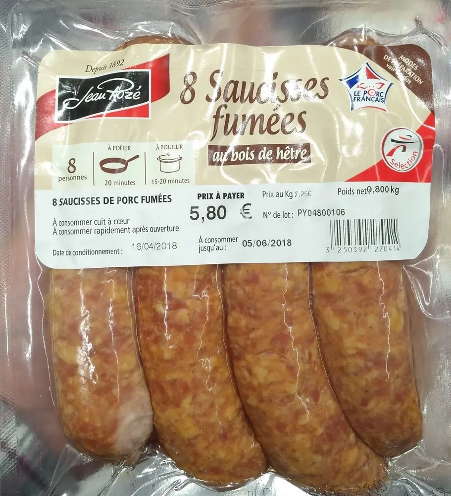 8 Saucisses fumées au bois de hêtre