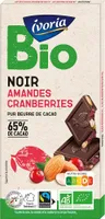Tablette BIO bloc - Chocolat noir aux amandes et aux cranberries - 200g