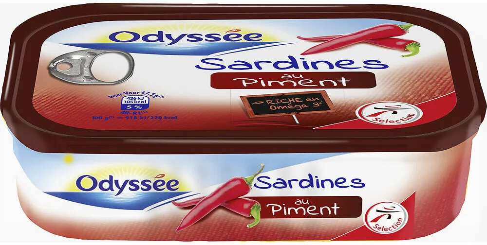 Sardines à l'huile de tournesol et au piment 135g