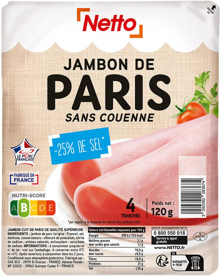 Jambon paris dd tsr 4t 120g