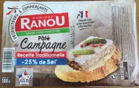 Monique Ranou Pâté de campagne sel réduit la barquette de 180 g