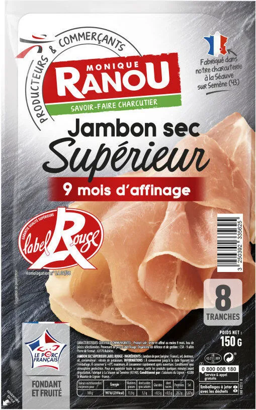 Jambon sec supérieur label rouge 9 mois d'affinage
