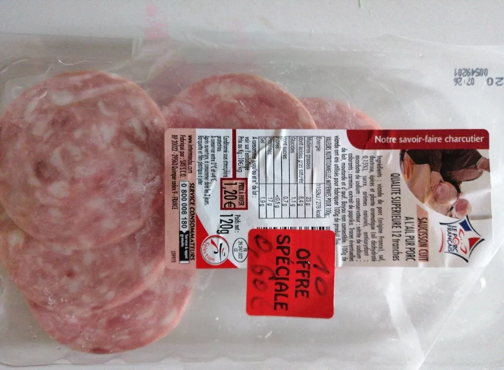 Saucisson porc a l ail