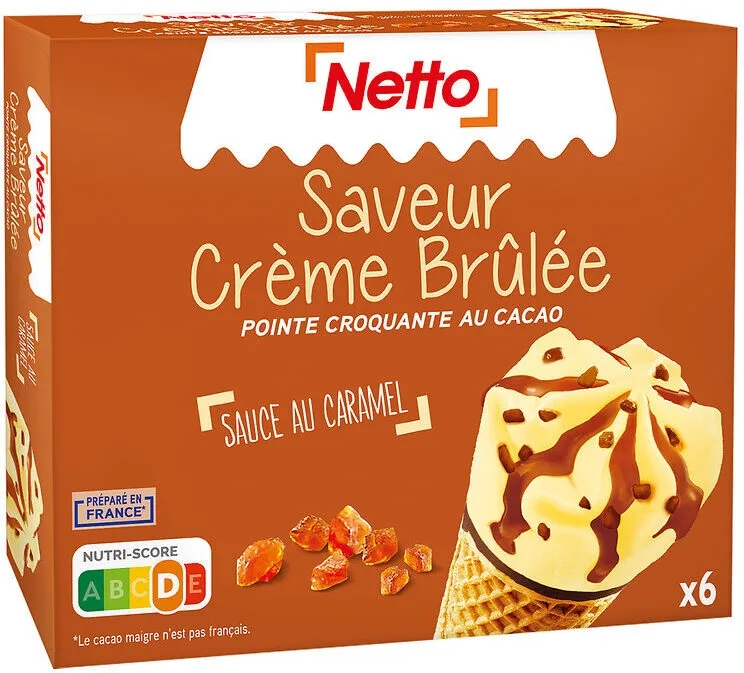 Cône façon crème brûlée (G) sauce au caramel x6 - 120mL