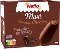 Maxi double chocolat (G) enrobage chocolat au lait - sauce chocolat x4 - 90mL