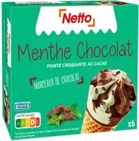 Cône menthe - chocolat (G) sauce au chocolat et morceaux de chocolat x6 - 120mL