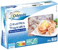 Crevettes tropicales décortiquées cuites ASC - 200g calibre 45-55/lbs