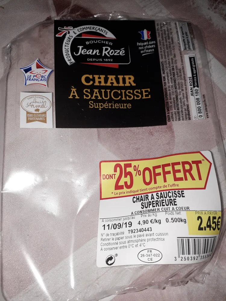 Chair à saucisse supérieure