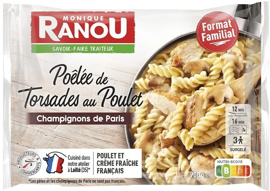 Poelee de torsades au poulet et champignons surgele