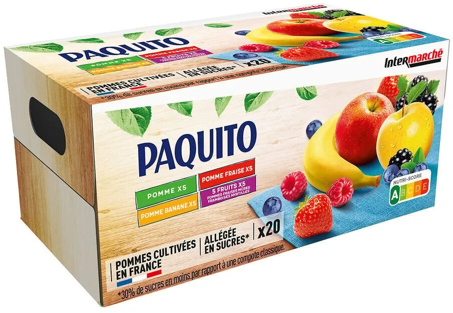 GOURDES Compote MULTIVARIETES (pommes, fraises, bananes, 5 fruits) allégée en sucres - 20 x 90 g - P'tits Prods => Adulte