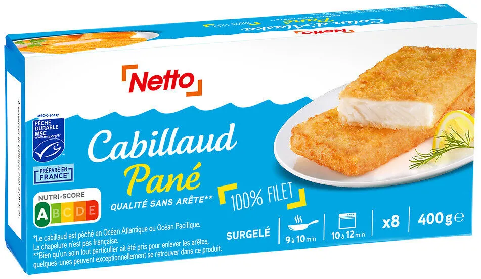 Cabillaud pané netto msc 400g