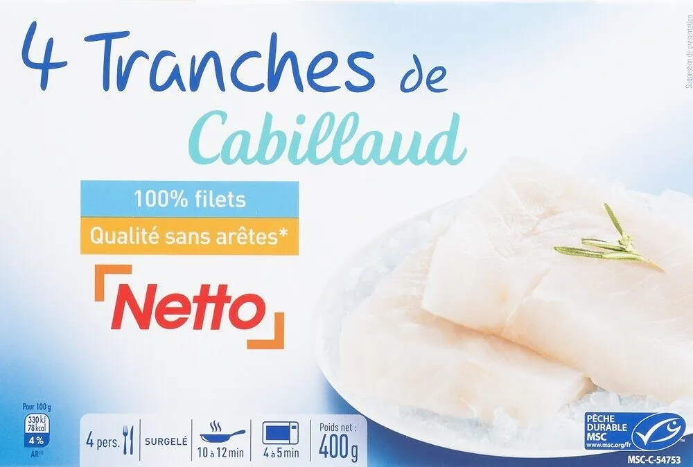 Tranche de cabillaud nature msc 400g