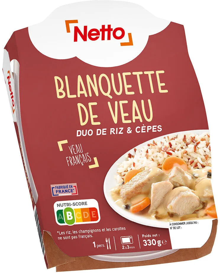 BLANQUETTE DE VEAU AUX CEPES ET DUO DE RIZ 330g