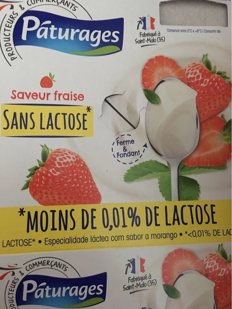 Yaourt sans lactose aromatisé à la fraise