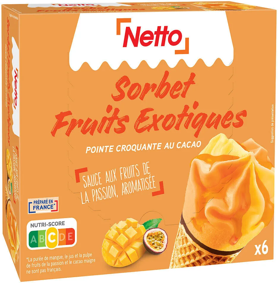 Cône fruits exotiques (S) sauce aux fruits de la passion x6 - 120mL