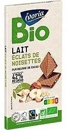 Tablette BIO dégustation - Chocolat au lait aux éclats de noisettes - 100g