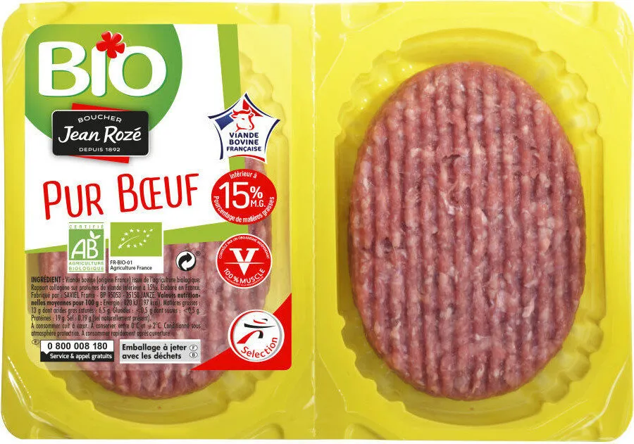 Steak haché façon bouchère 15% mg bio