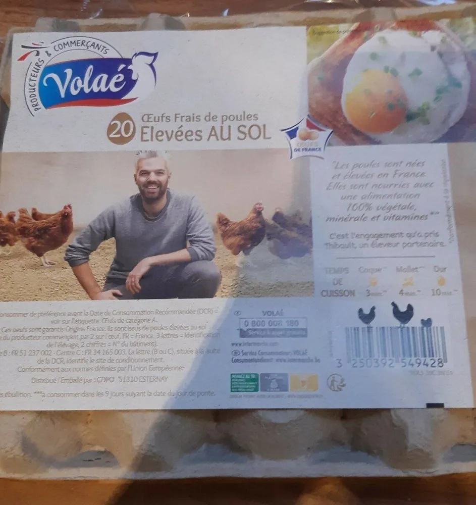 20 oeufs frais de poules élevées au sol