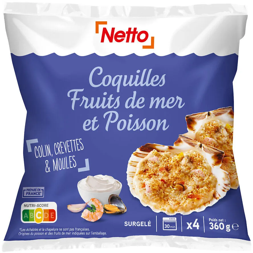Coquilles aux fruits de mer et poisson *4 360g