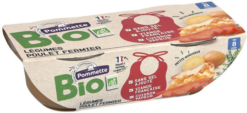 Bol bio légumes poulet fermier - 8 mois- 2x200g