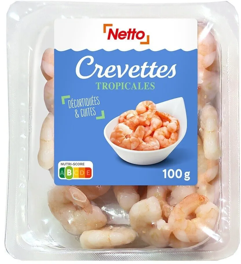 Crevettes Jumbo décortiquées cuites (crevettes tropicales roses décortiquées cuites) - 100g
