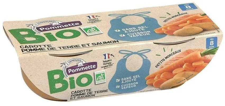Bol bio carotte pommes de terre saumon - 8 mois- 2x200g