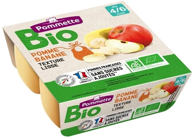 Quadrette pomme banane BIO- 4 mois 4x100g