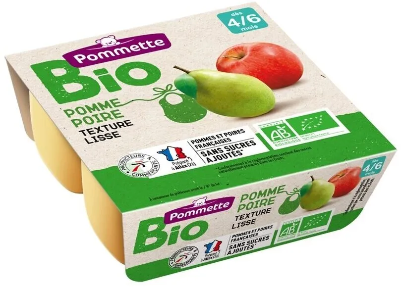 Quadrette pomme poire BIO- 4 mois 4x100g