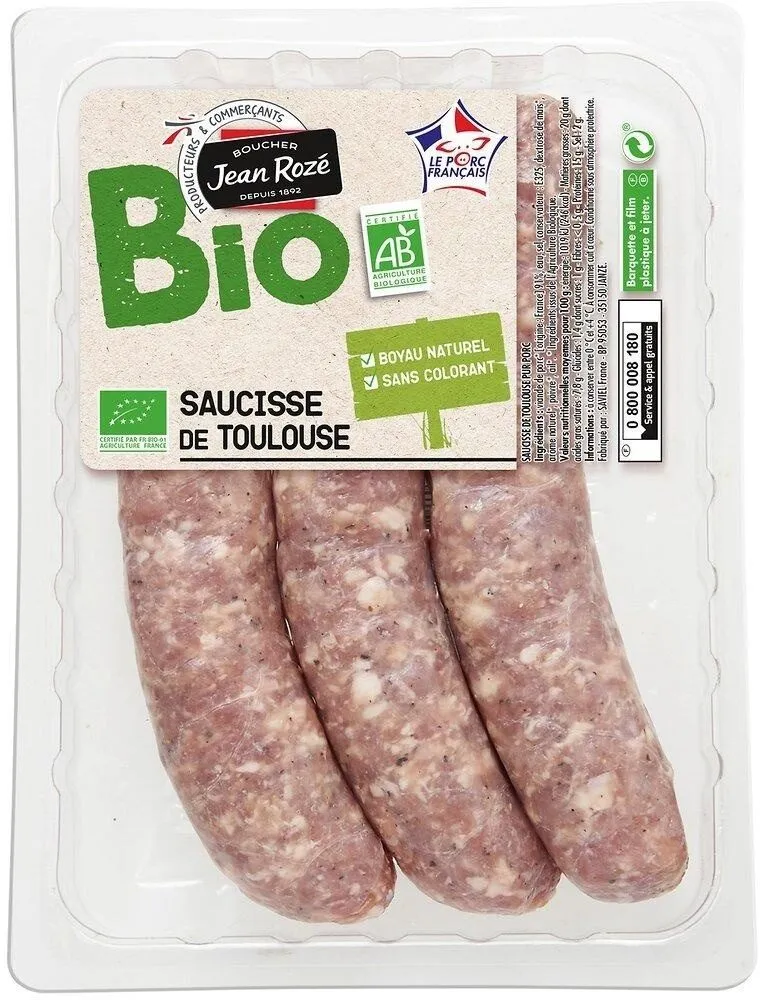 Saucisse de Toulouse Biologiques x3 375g