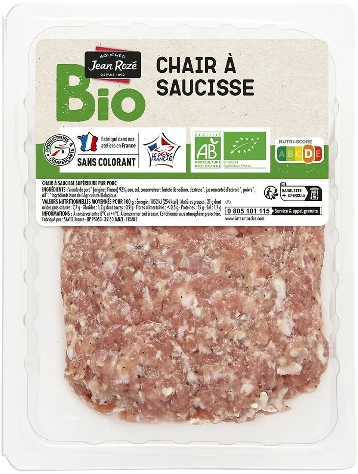Chair à Saucisse Biologiques 350g
