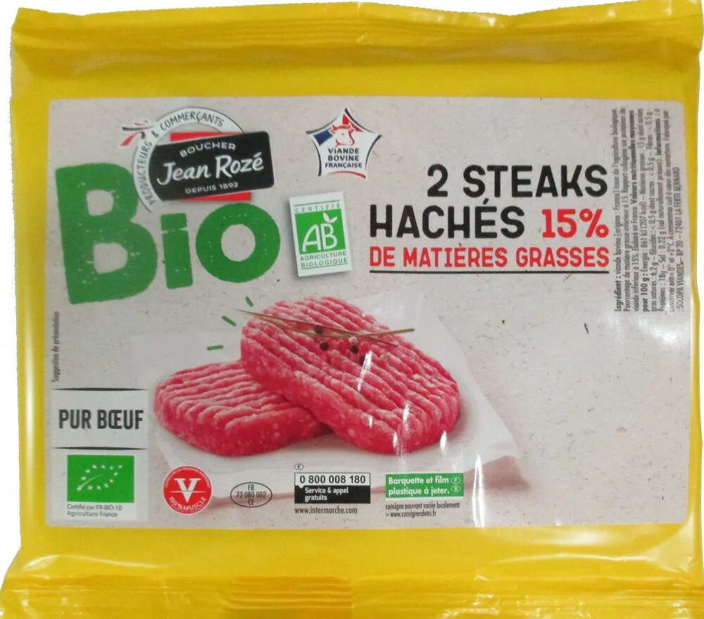 Steak haché Biologique UVC 21 15% 2x100g