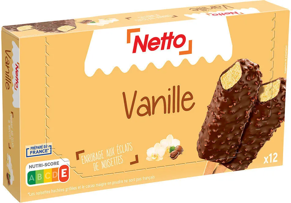 Bâtonnet vanille enrobage cacao noisettes (G) x12 - 60mL