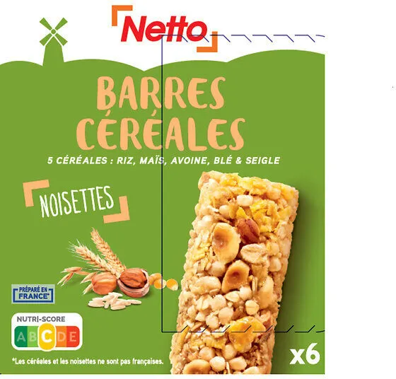 Barres de céréales aux noisettes x6 - 126g