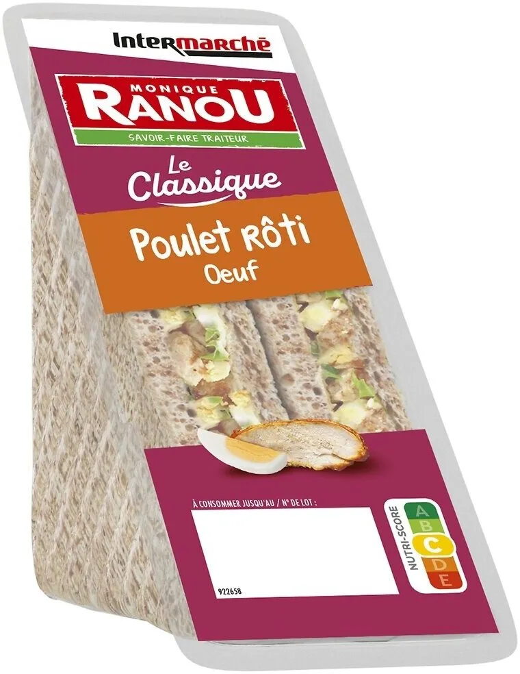 Sandwich poulet rôti œuf pain complet