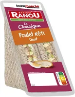 Sandwich poulet rôti œuf pain complet