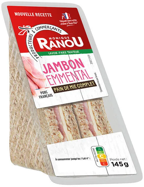 Sandwich club Duo - Jambon Emmental Mayo x2 - Pain complet - 145g