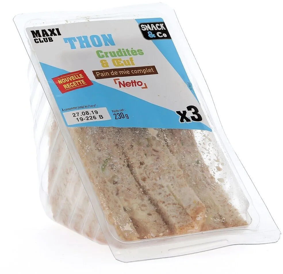 Sandwich club Trio - Thon oeufs crudités x3 - NETTO - 230g