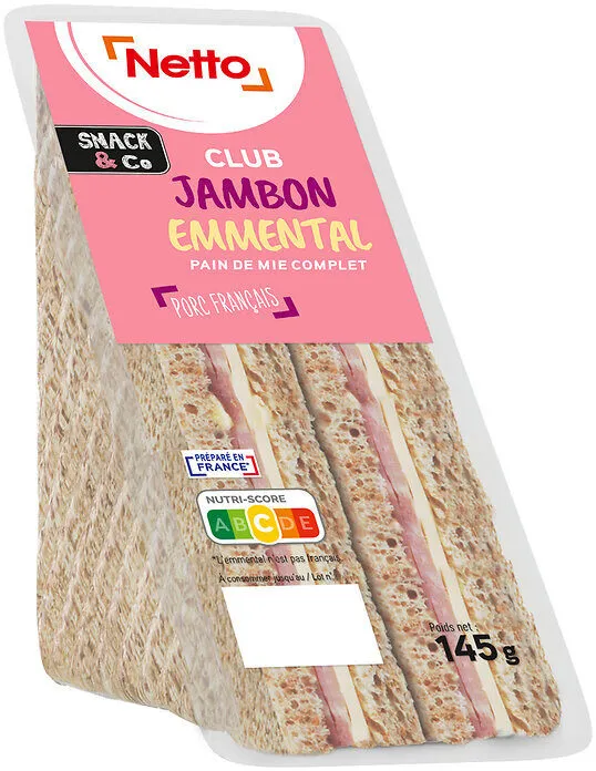 Sandwich club Duo - Jambon Emmental Mayo x2 - Pain complet - 145g