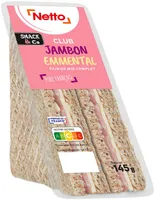Sandwich club Duo - Jambon Emmental Mayo x2 - Pain complet - 145g