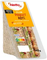 Sandwich club Duo - Poulet rôti Mayonnaise légère x2 - Pain complet - 145g