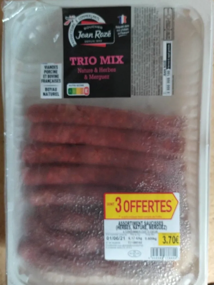 Trio nature herbes et merguez