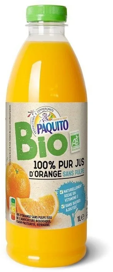 Pur jus d'orange sans pulpe bio 1l pet