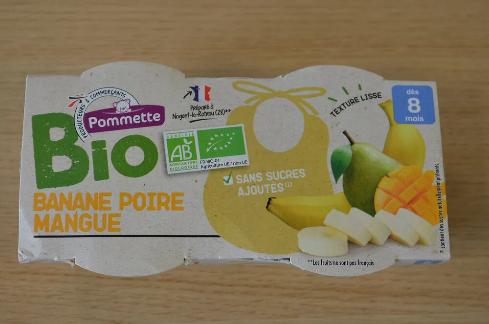 Pots fruits BIO banane poire mangue- 8 mois - 2X120g