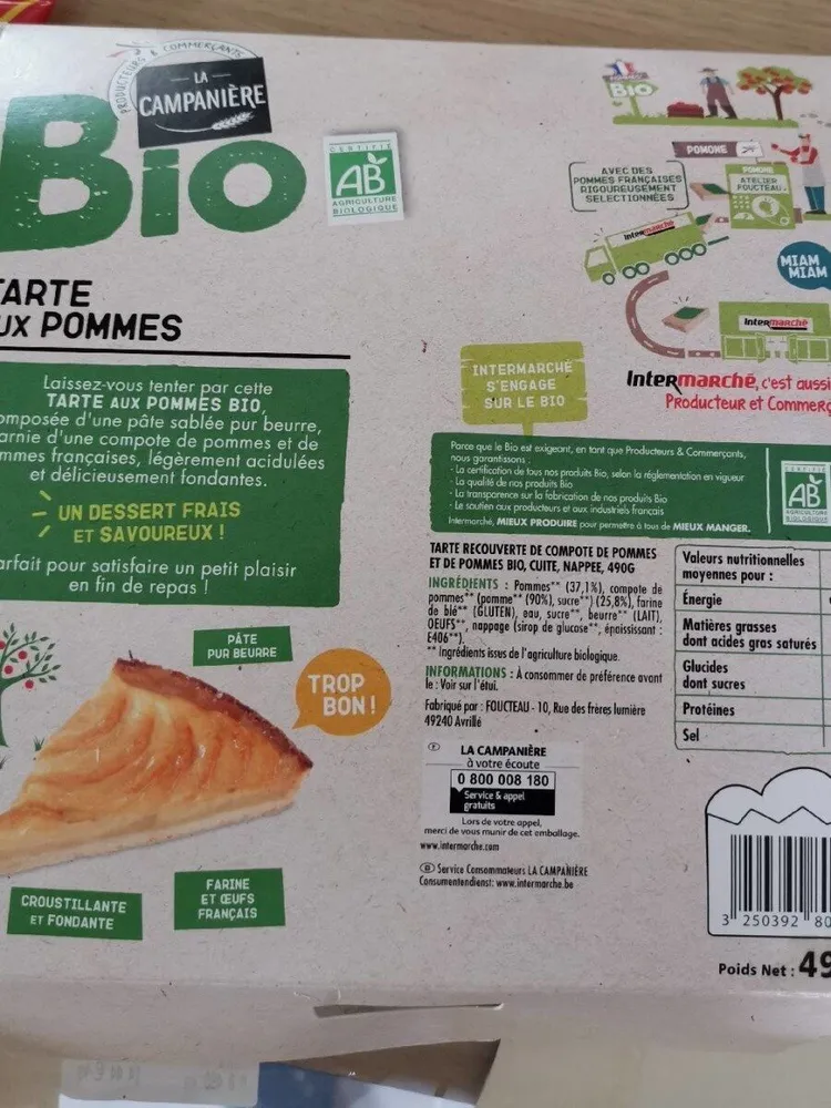 Tarte aux pommes bio