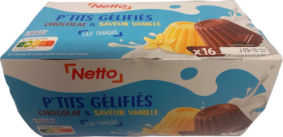 LAIT GELIFIE AROMATISE PANACHE 16X100G - chocolat, vanille