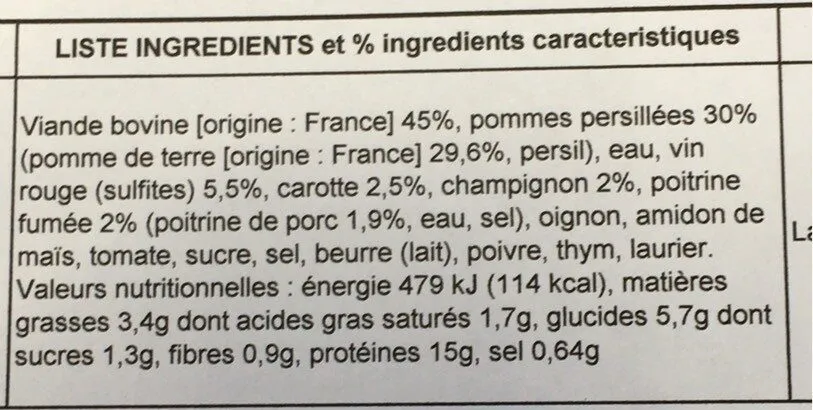 Boeuf bourguignon et ses pommes de terre