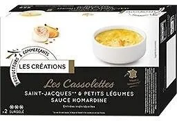Cassolettes saint jacques, petits legumes sauce homardine - festif