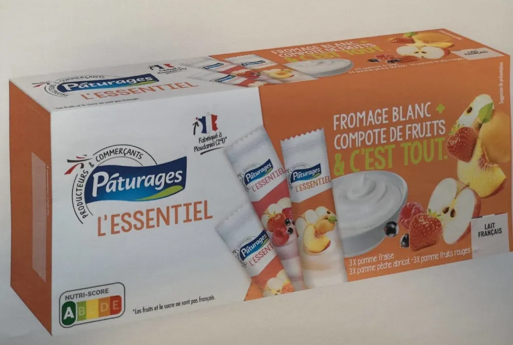 Tubes fromage blanc et compote de fruits