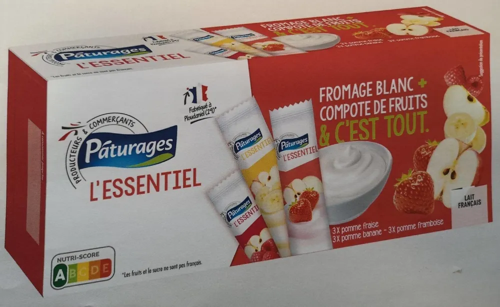 Tubes de fromage blanc et compote  (fraise /banane/framboise)